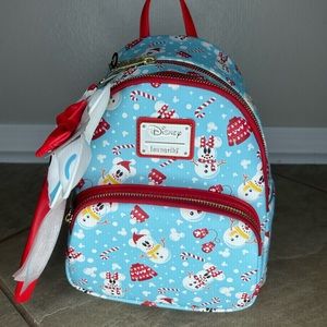 Loungefly Disney Mickey and Minnie Snowman mini backpack AND matching ears